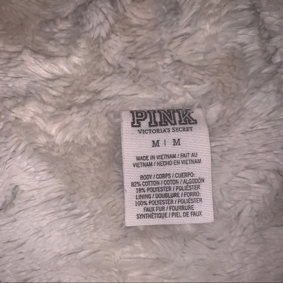 VS PINK fur lined zip up sweater grey velour - Picture 8 of 8